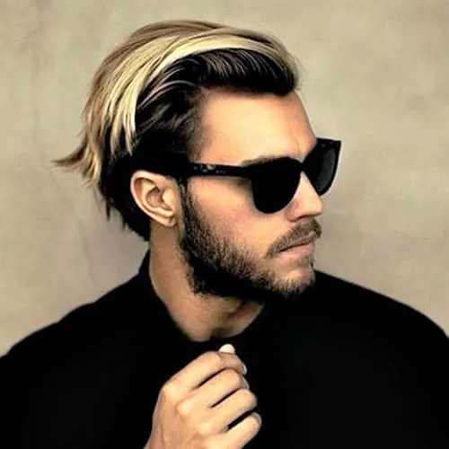 35+ Best Hairstyles for Men with Straight Hair (2025) Long Side Swept Comb Over with Beard