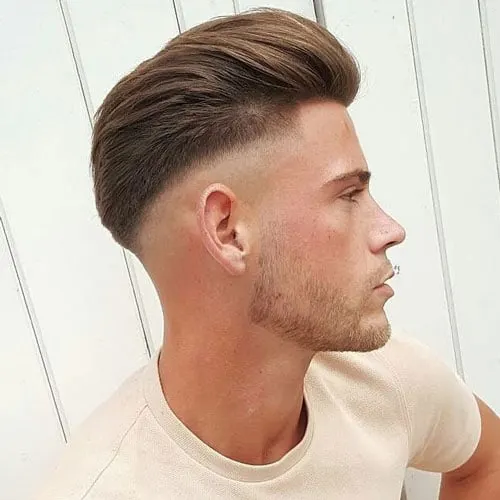 35+ Best Hairstyles for Men with Straight Hair (2025) Slick Back Pomp with Mid Fade
