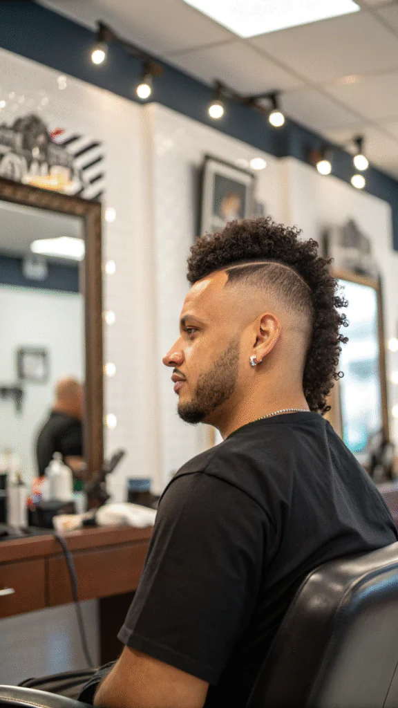 Burst Fade Mohawk Curly Hair
